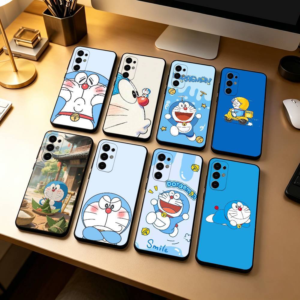 Cute Cartoon M-Doraemon Shockproof Phone Case Black Silicone Soft For Samsung S25,S24,S21,S22,S23,S30,Ultra,S20,Plus,Fe,Lite