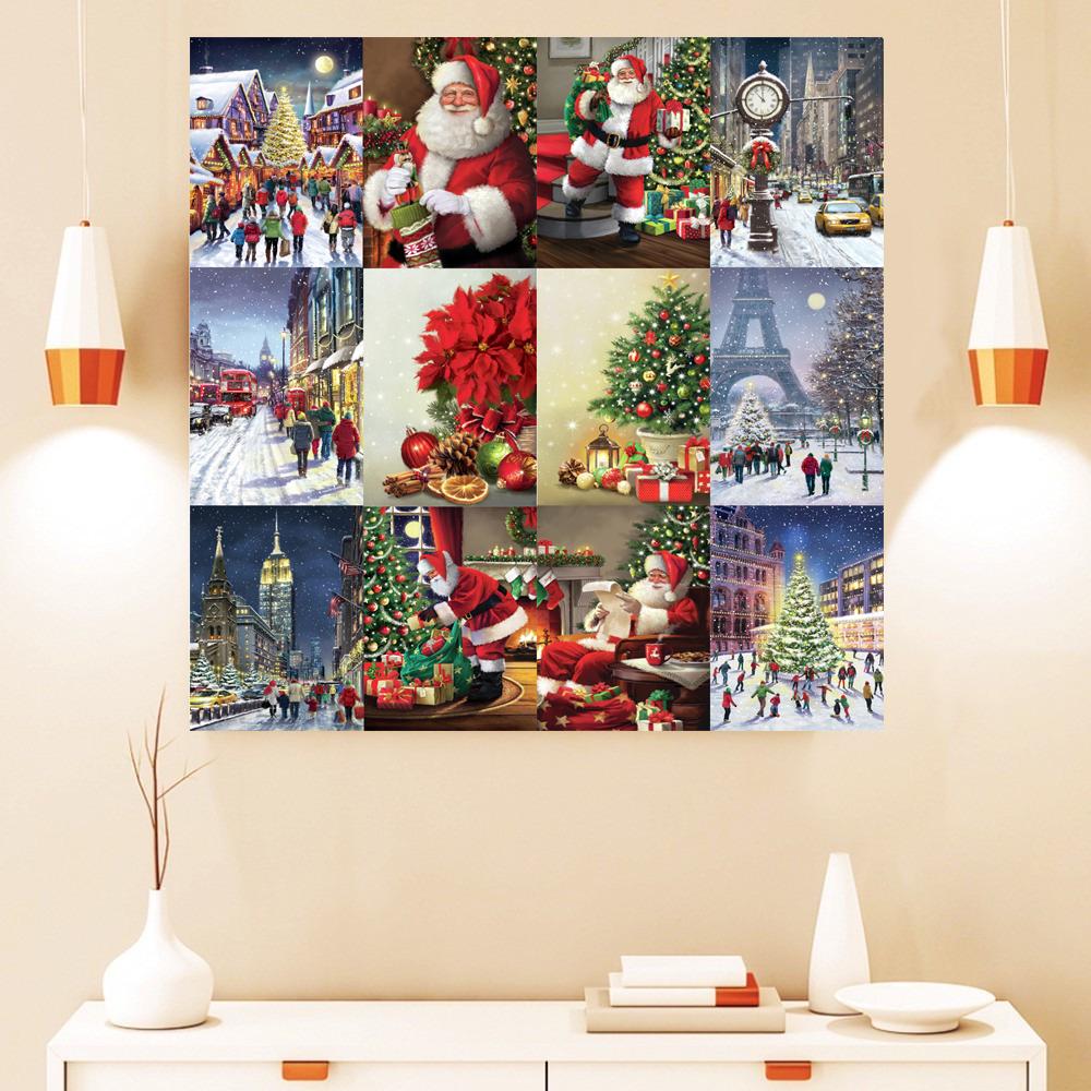 DIY Алмазная картина "Санта-Клаус" Полный круг Город Рождественский Алмаз Полный набор Вышивка 5D Вышивка крестиком Украшение дома