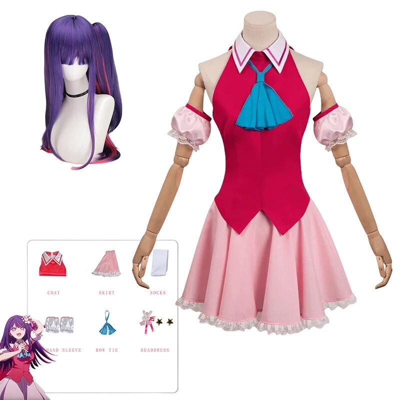 Hoshino Ai Косплей Аниме Oshi No Ko Косплей Костюм Униформа Платья Парик Хэллоуин Карнавальные Костюмы для Женской Одежды