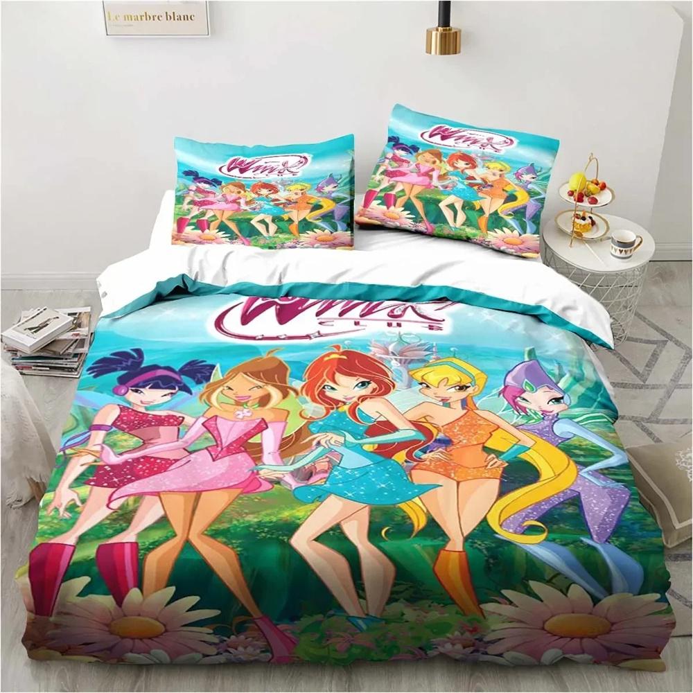 Комплект постельного белья Winx Anime Kawaii, комплект пододеяльников, легкий мягкий пододеяльник, декоративное постельное белье для подростков, мальчиков, девочек, подарок, большой