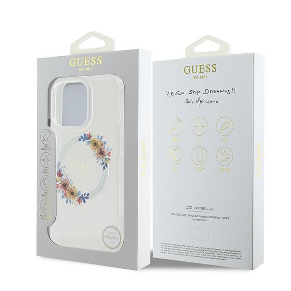 Etui do iPhone 16 Pro Guess Hardcase Flowers Wreath MagSafe