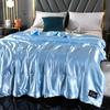4 STYLES 1pc Silky Cooling Silk Blanket Thin Quilt Smooth Blankets Solid Comforter Bed Cover Single/Queen/King Size