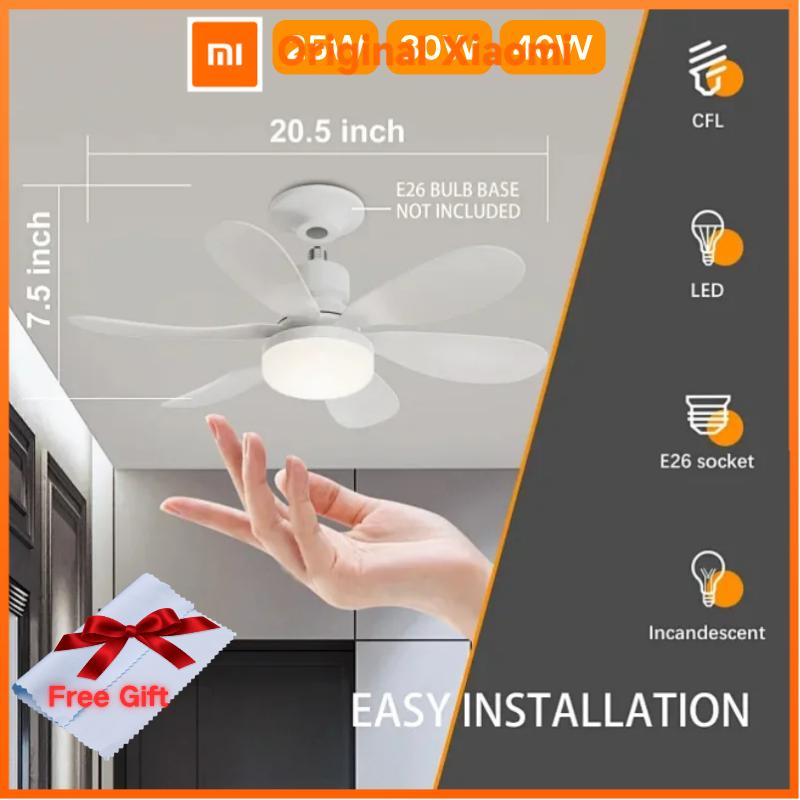 Xiaomi LED 40W Socket Ceiling Fan with Light, 20.5in Screw Ceiling Fans with Lights with Remote, for Bedroom/Garage/Kitchen