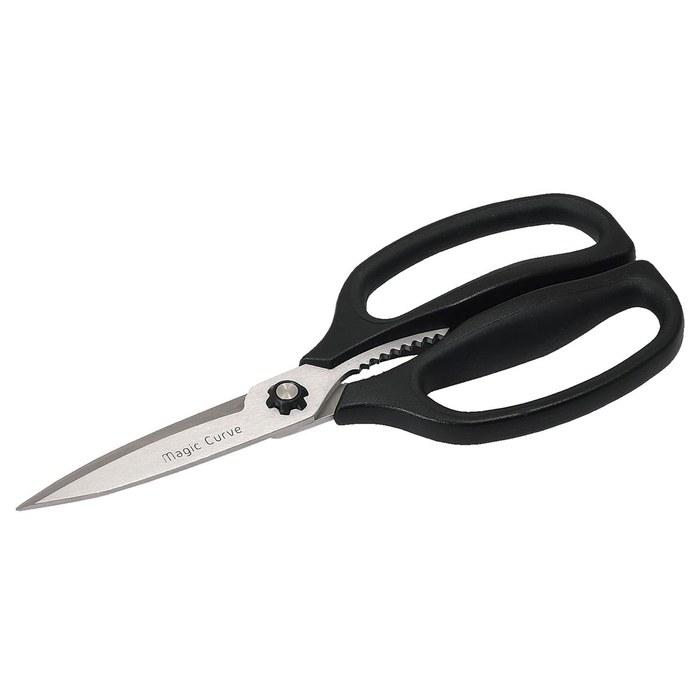 Pearl Metal Well-Cutting W-Wedge Scissors Kitchen Scissors CC-1437 Black (21 x 8.5 x 2.5 cm)