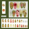 24pcs Wearable Bow Design Press on Nails Simple Pearl Starlight Short Almond False Nails Tips Finished Cat's Eye Fake Nail Sets