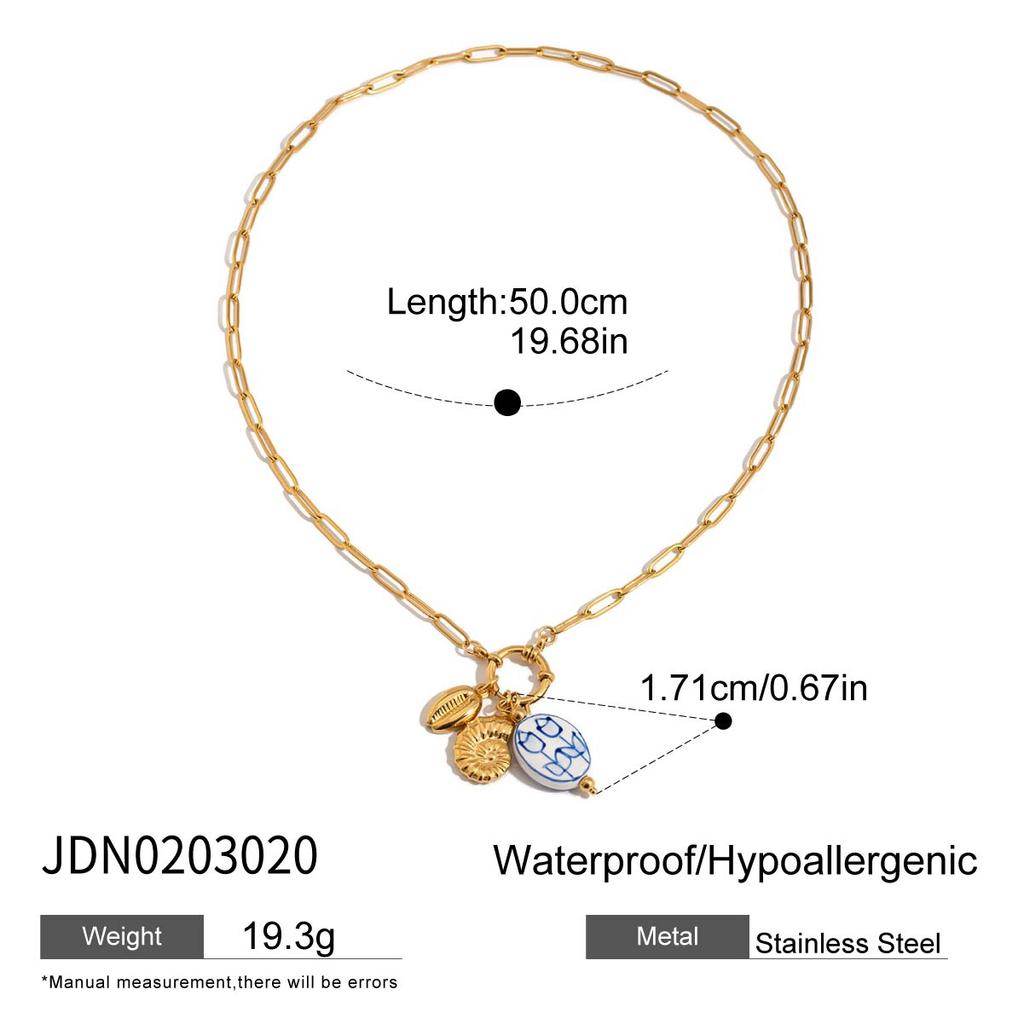 Youthway Natural Pearl Charm Pendant Necklace For Diy Matching Ocean Style Stainless Steel Golden Collar Summer Handmade Jewelry