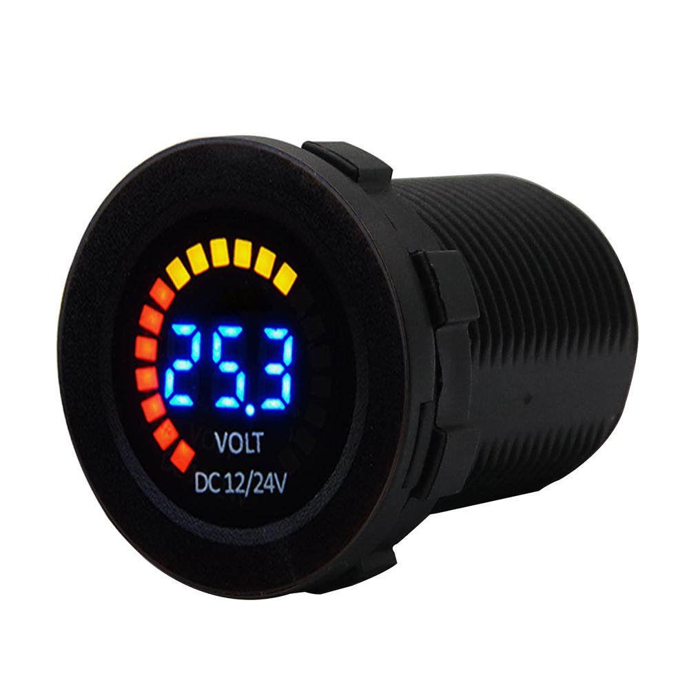 New 12 24V Color LED DC Digital Display Voltmeter with Low Pressure Buzzer Alarm Waterproof Tester Volt Gauge for Car