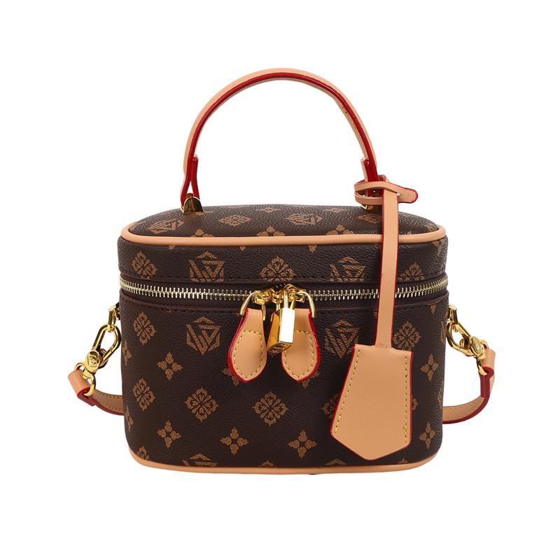 New High-end Presbyopia Double Pull Contrasting Color Cosmetic Bag Portable Shoulder Crossbody Trendy Women's Bag