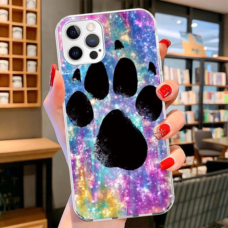 Dog Footprint Paw Cute Cover Phone Case For iPhone 16 17 Air 15 14 Pro Max 16E Phone Case 13 Mini 12 11 7 SE 8 Print Pattern Fit