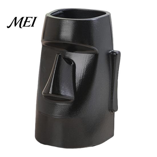 Desktop Storage Box Resin Glass Stand Pen Holder, Moai Statue Pencil Container, Office Supplies Organizer Stationery Desk Eyeglass Display Rack