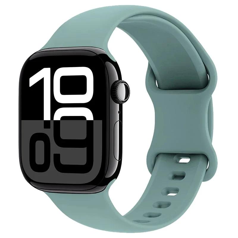 Силиконовый Ремешок Для Apple Watch 11 10 46мм 42мм 9 8 7 45мм 41мм Ultra 3/2 49мм Спортивный Браслет Ремешок iWatch 6 5 4 SE 44мм 40мм