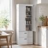 Kitchen cabinet kitchen sideboard dresser storage unit with cupboard, 2 drawers and adjustable shelves, cream