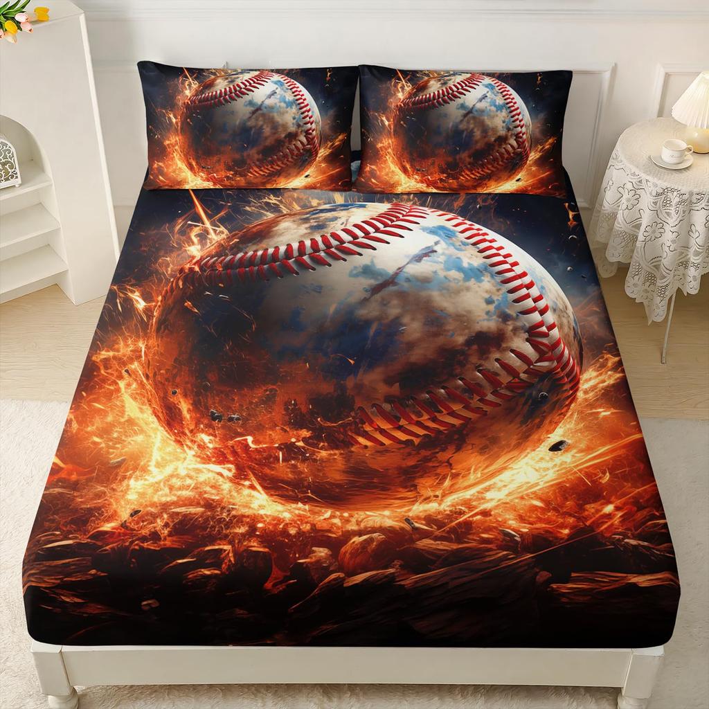 Матрас с рисунком «Спортивные мячи», трехпредметный комплект постельного белья с цифровой печатью, для взрослых и детей