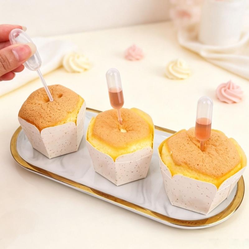 Disposable Cake Squeeze Sauce Dropper Capsule-shaped Baking Sauce Straw Muffin Cupcake Sandwich Syringe