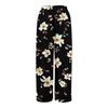 Women's Casual Wide Leg Pants Stretch Belt Pocket Floral Print Adjustable Tie Pants