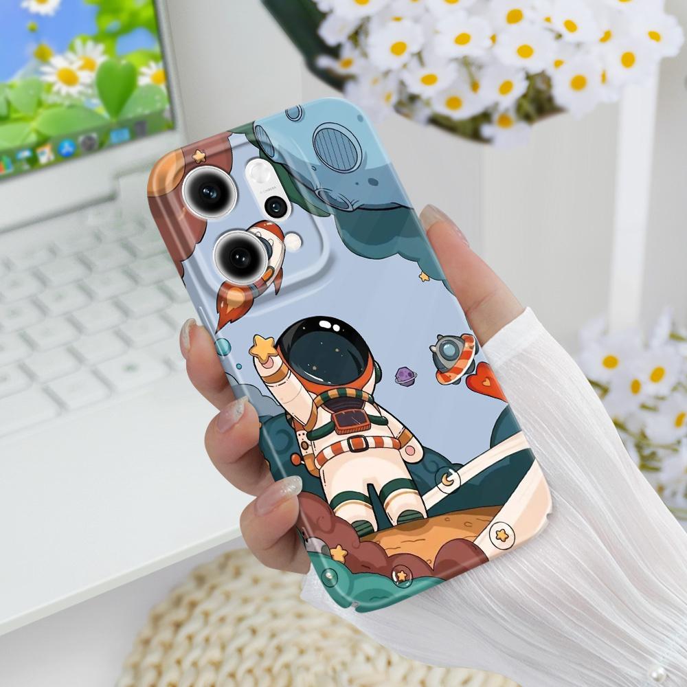 Чехол для телефона 'Летающий Астронавт' для OPPO Reno 14 14F 13 13F 12 12F 11 11F 10 8 8Z 8T 7 7Z Pro 4G 5G Пленка Жесткий Чехол