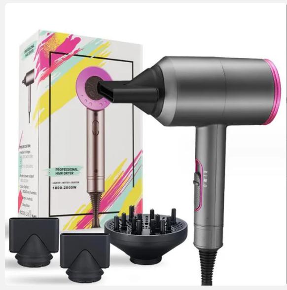 2000 Вт профессиональные фены для волос салонный мощный горячий и холодный ветер отрицательный ион молотковый вентилятор с диффузорными насадками быстрая сушка