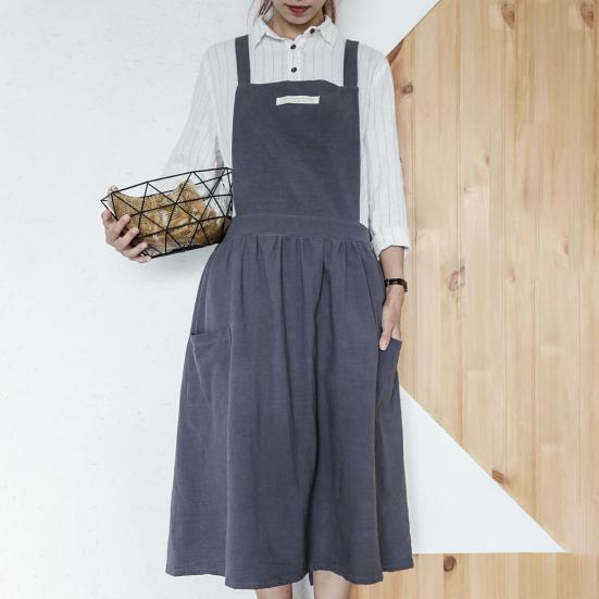 Женщины Мужчины Работа Кухня Цветок Кофейня Сплошной Цвет Мягкий Постиранный Хлопок Фартук Продажа Товаров