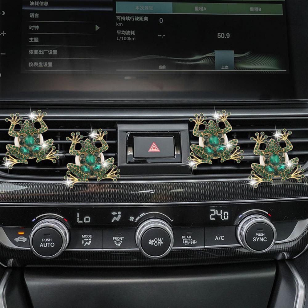 1 шт. Милая лягушка, зажим для вентиляционного отверстия автомобиля, блестящий зажим для освежителя воздуха, стразы, автомобильный диффузор, украшение, креативные аксессуары для салона автомобиля