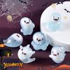 6/12/24Pcs Halloween Ghost Figurine Glow-in-the-dark Mini Cartoon Ghost Resin Statue Luminous Miniature Ghost Ornament Desktop Decoration