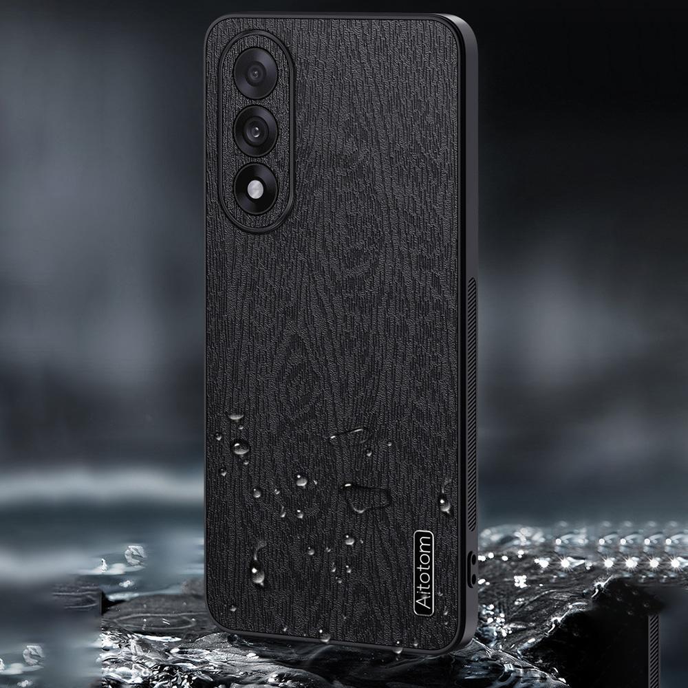 For OnePlus Ace 5 Ultra 5G Case Wood Texture PU Leather Coated PC TPU Phone Cover