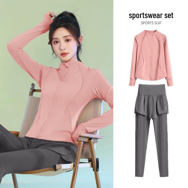 Женский комплект для похудения 2025 года для утренней пробежки и йоги - Фитнес-одежда с длинным рукавом и быстрой сушкой