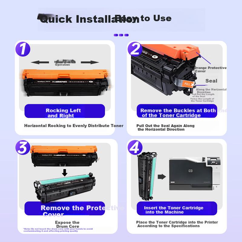 Befon CE740A Toner Cartridge Four-Color Set Compatible with HP Cp5225 Toner Cartridge Cp5225n Cp5225dn Printer Toner Cartridge, 307a Toner Cartridge