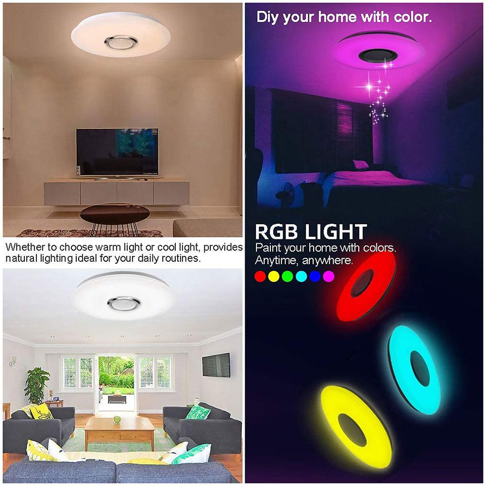 Потолочный светильник RGB LED с регулируемой яркостью, совместимый с Bluetooth, музыкальный потолочный светильник 2800K-6500K, декоративное освещение для дома, спальни, гостиной