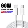 60 Вт USB C Кабель для телефона Для iPhone 16 15 17 Pro Max 17 Air Plus Быстрая зарядка Type-C Зарядка Плетеные кабели USB на Type C Линия передачи данных