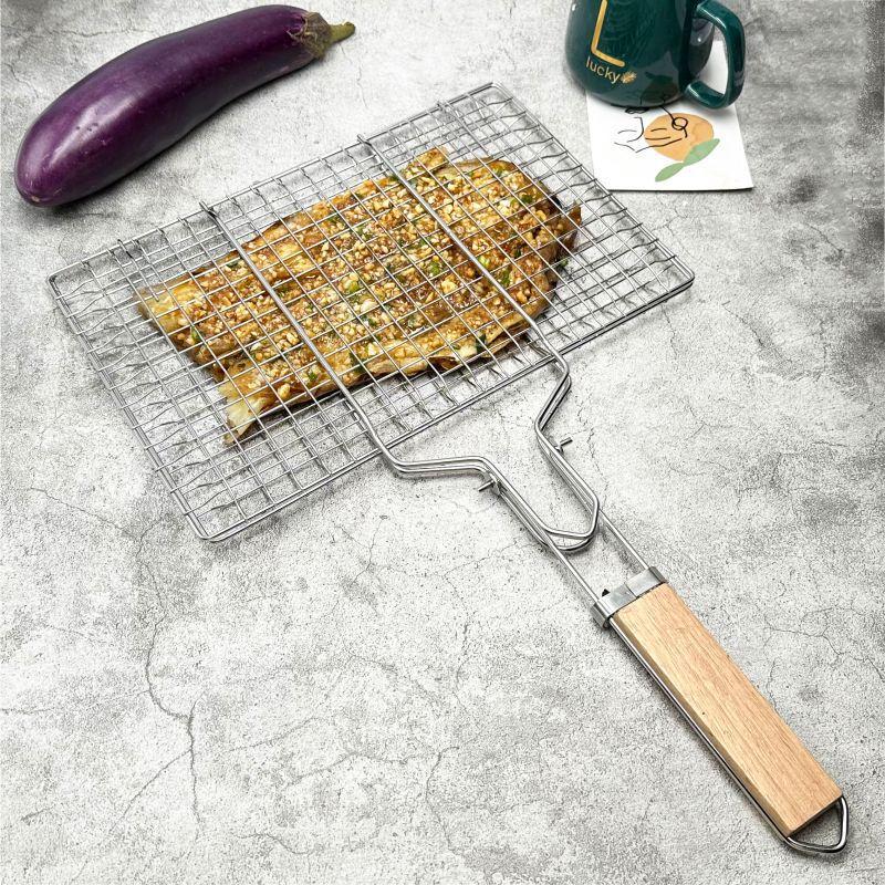 Zhi Shi Складная BBQ щипцы для гриля со съемной деревянной ручкой