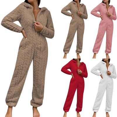 Женская мода однотонная домашняя одежда плюшевая удобная цельная пижама
