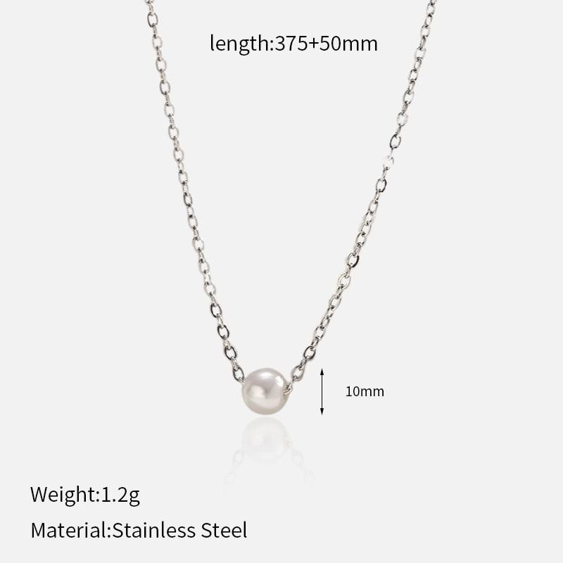 European and American light luxury pearl collarbone chain versatile high-end titanium steel necklace electroplated 18K gold stainless steel necklace