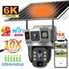 New 3 Lens 4G Solar Camera 12MP Outdoor Waterproof Smart Home Security IP Wireless HD Night Vision Video Surveillance Camera Monitor
