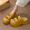 2025 New Beautiful One-word Sandals Small Slippers Muffin Platform Sandals