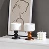 2Pcs Delicate Wood Dessert Bowls Creative Tall Candlestick Stand  Home Furnishings