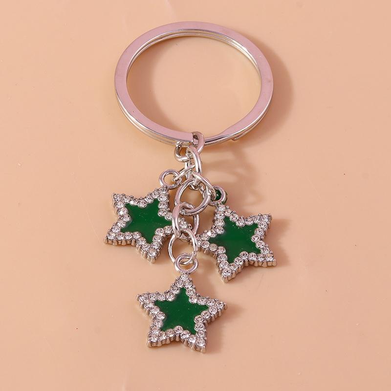 Cute Enamel Star Keychain Women Girl Key Ring Pendant for Car Key Holder Handbag Decor DIY Handmade Jewelry Gift