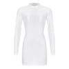 Womens Glossy Long Sleeve Bodycon Dress Nightwear Solid Color Smooth Stretchy Mock Neck Tight Dresses