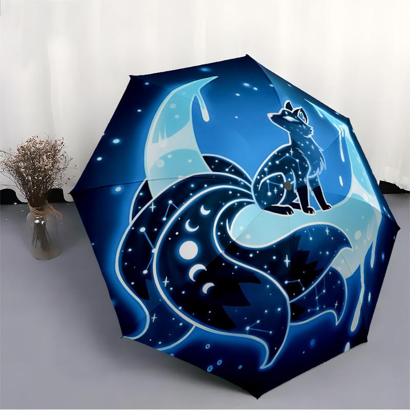 1pc Moon Fox Automatic Open/Close Umbrella, Portable Folding Umbrella for Travel, Themed Events,