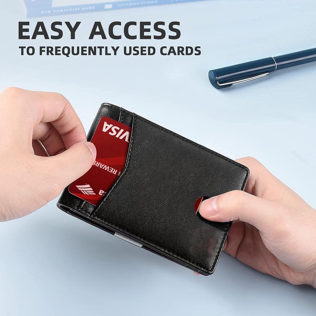 Мужской кошелек RFID с защитой от размагничивания, зажимом для долларов и многофункциональным держателем для карт большой емкости