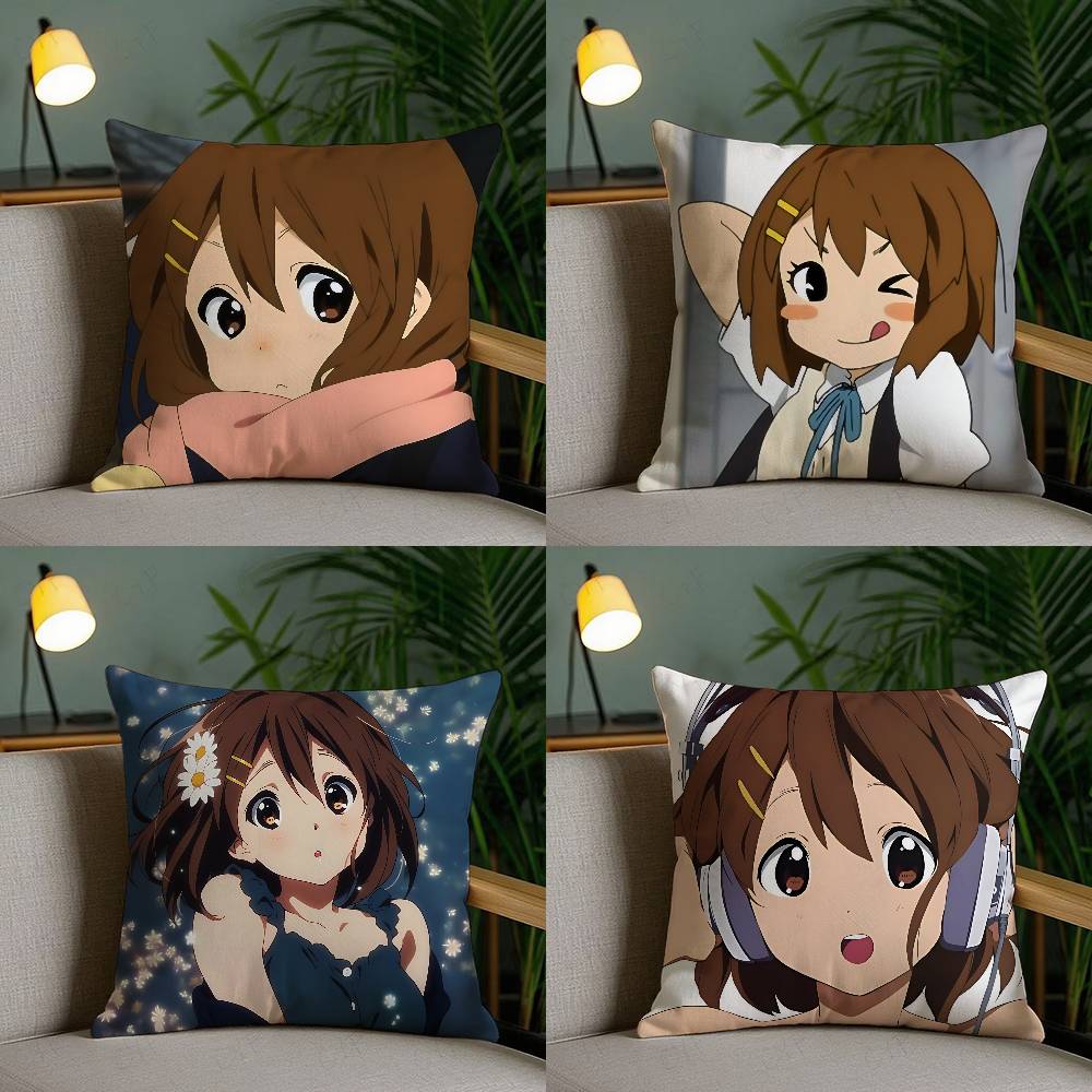 Yyui Hirasawa Kawaii Customizable Square Pillowcases Stylish And Soft Perfect For Beds Cars And Sofas