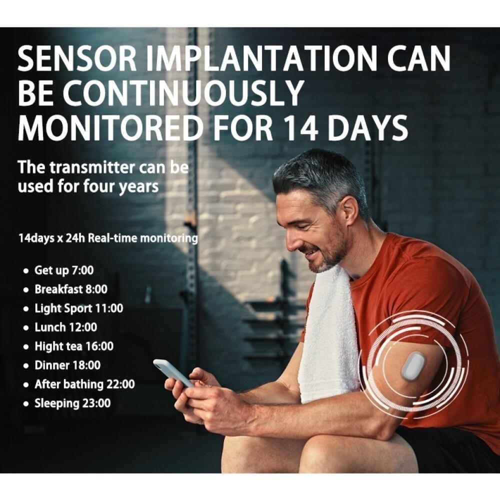 Bluetooth Сканирование Бесплатный Удаленный Обмен Данными Динамический Мониторинг Глюкозы Крови CGMS 24-часовая Система Мониторинга Глюкозы в Реальном Времени