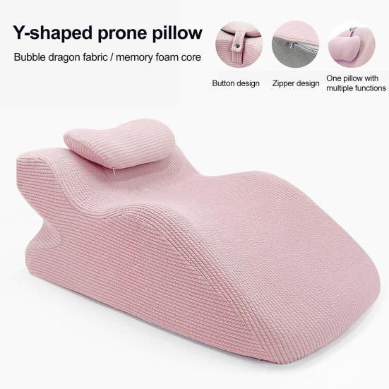 Wedge Prone Pillow Memory Foam Leg Wedge Ergonomic Back Neck Pain Relief Support Cushion with Removable Cover for Sitting Up Lying Reading