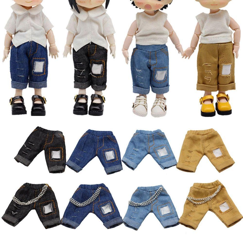 Quality 1/12 Dolls Clothes Accessories Fashion Ripped Pants Doll Jeans PU Leather Jackets Hoodies
