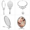 Zinc Alloy Handheld Compact Mirror Makeup Mirror With Handle Retro Hand Mirror Travel Hand Mirror Small Beauty Mirror For
