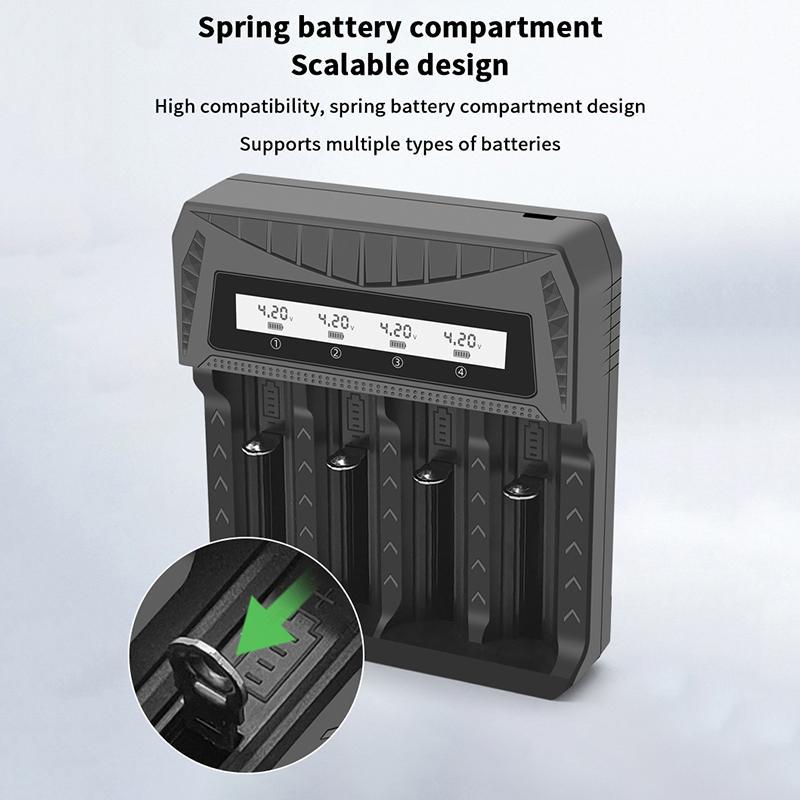Умное USB-зарядное устройство с ЖК-дисплеем - 1/2/4 слота для Li-Ion 18650 4,2 В и Ni-Mh AA/AAA 1,2 В перезаряжаемых аккумуляторов