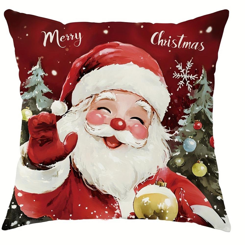 Christmas Decoration Pillow Cover Snowman Santa Claus Christmas Tree Pattern Living Room Sofa Cushion Suite Room Home Decoration