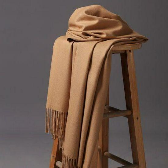 Женский теплый шарф из искусственного кашемира - Осенне-зимний однотонный шаль в корейском стиле