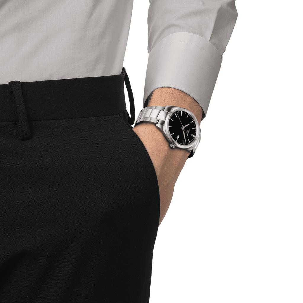 Tissot Мужские модные часы из нержавеющей стали с черным циферблатом T150.410.11.051.00