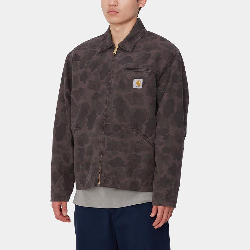 Carhartt WIP FW24 Утка Детройт Куртка Классическая Молния Нагрудный Карман Квадратная Этикетка Длинный Рукав Детройт Куртка Мужские куртки Коричневый I034281-2MR-GD