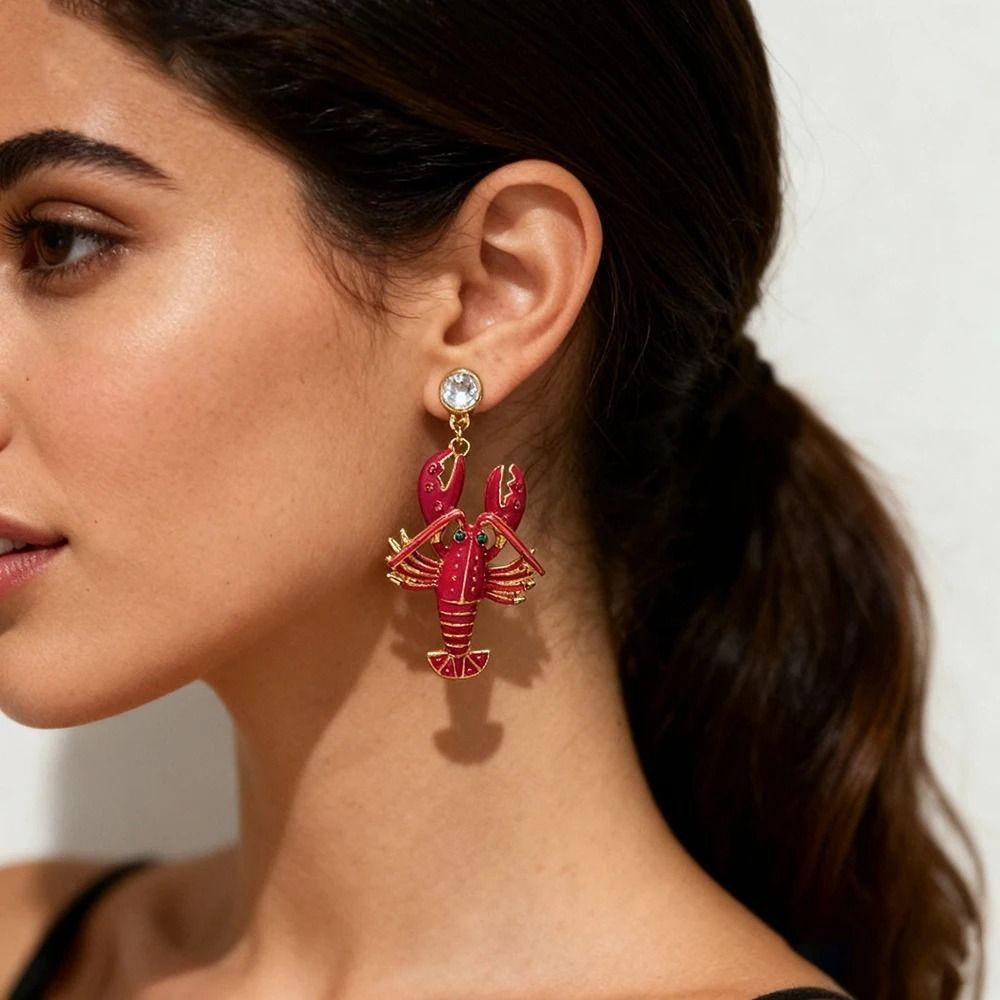 Vintage Enamel Stud Earrings Creative Bohemian Dangle Earring Temperament Lobster Earrings Holiday